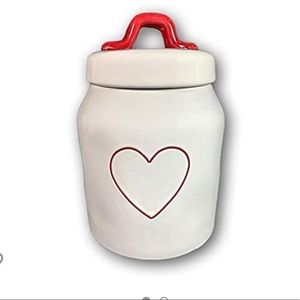 Rae Dunn Red Heart Canister Red Handle On Lid Valentine’s Day NEW
